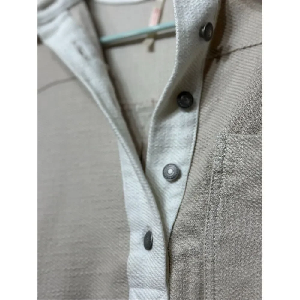 NWOT Free People Remino Classic Polo Collar Mini Beige Shirt Dress Women's Small